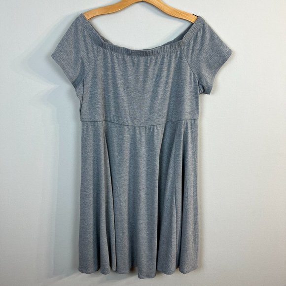 Torrid Skater Dress 1X Gray Off Shoulder Flowy A-Line Jersey Stretch Knit New - Picture 12 of 12